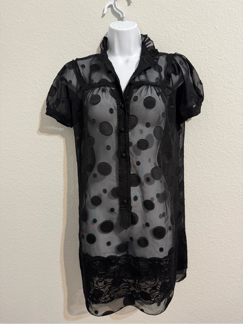 Anna Sui Y2K Black Sheer Lace mini Dress